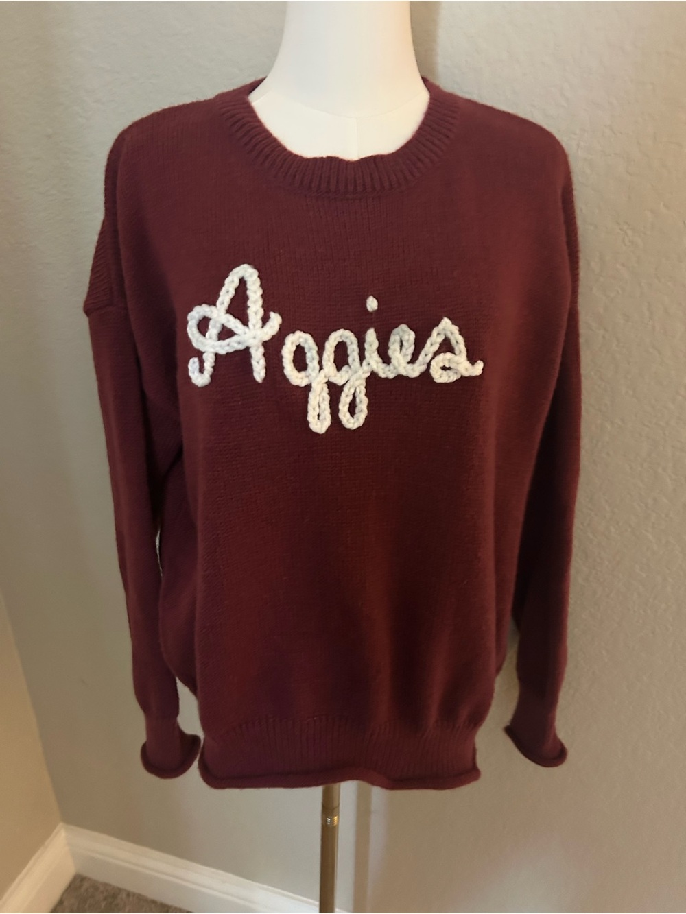 Aggies Script Knit Sweater - Maroon